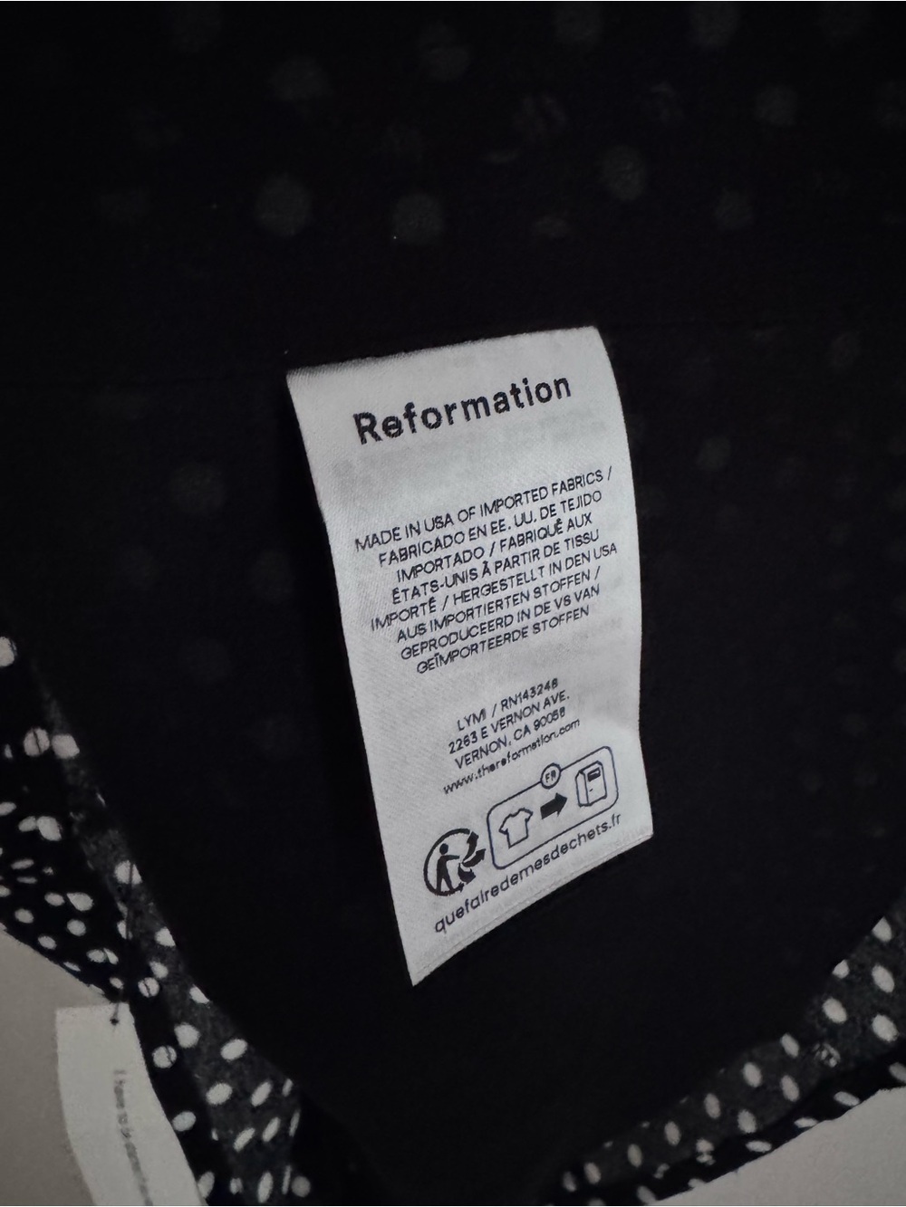 REFORMATION NWT Gene Mini Dress size 4 black-and-white polkadot - Picture 4 of 6